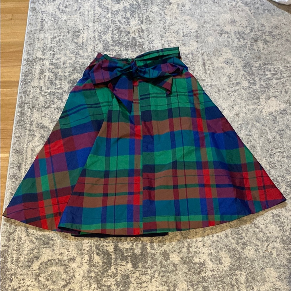 Anthropologie Maeve Holiday Plaid Bow Skirt Size 6